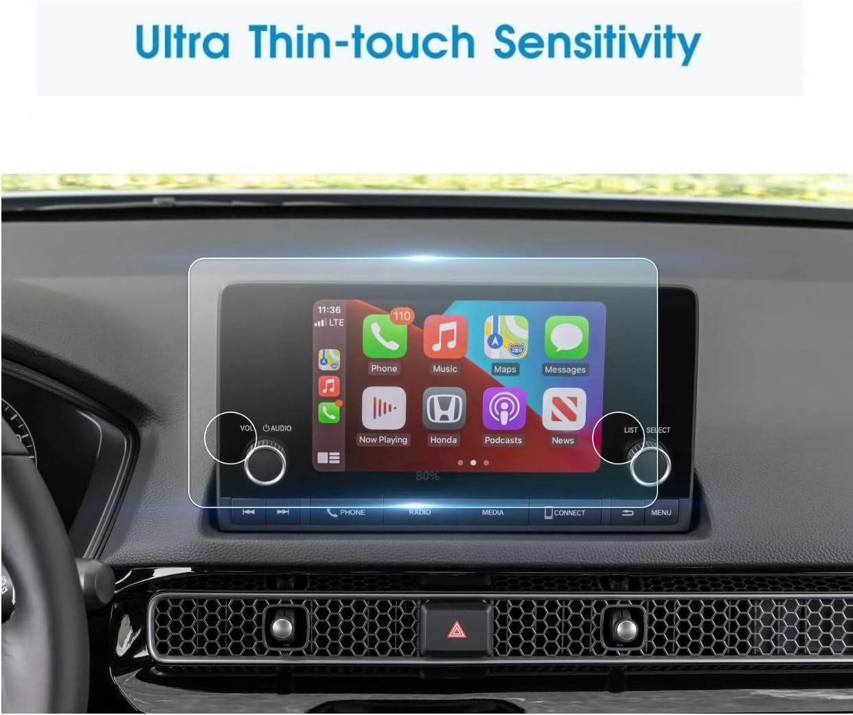 Screen Protector Compatible with 2022-2024 Civic,9H Hardness anti Scratch,Tempered Glass Screen Protector (7Inch)