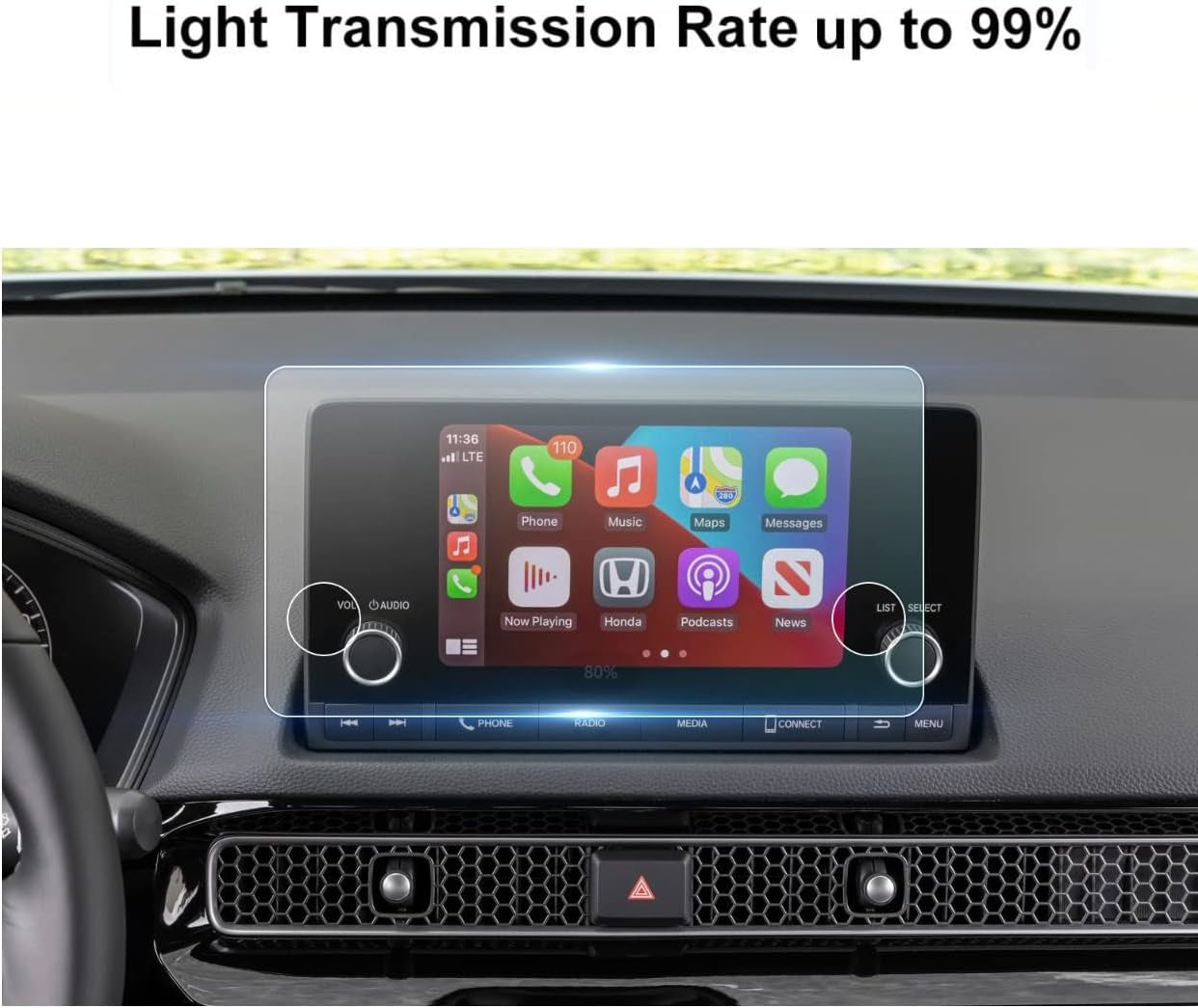 Screen Protector Compatible with 2022-2024 Civic,9H Hardness anti Scratch,Tempered Glass Screen Protector (7Inch)