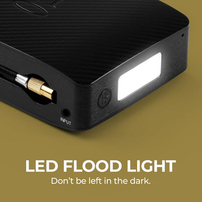 Bolt Air 58830 Portable Car Battery Jump Starter | 100 PSI Air Compressor, 58.8Wh USB Power Bank, Emergency Floodlight & Charger, Jumps Cars Suvs & Trucks, Inflates Tires, TSA Approved — Black