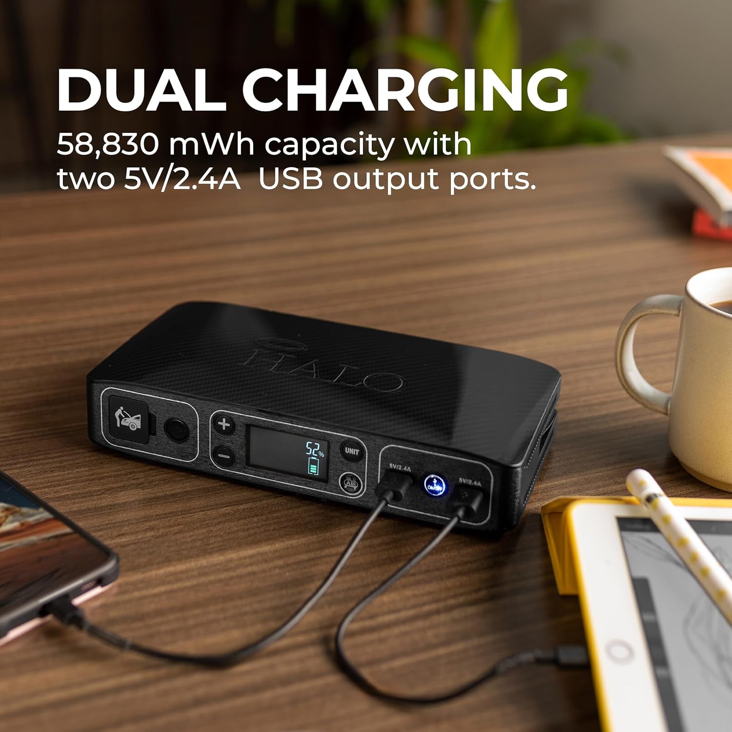 Bolt Air 58830 Portable Car Battery Jump Starter | 100 PSI Air Compressor, 58.8Wh USB Power Bank, Emergency Floodlight & Charger, Jumps Cars Suvs & Trucks, Inflates Tires, TSA Approved — Black