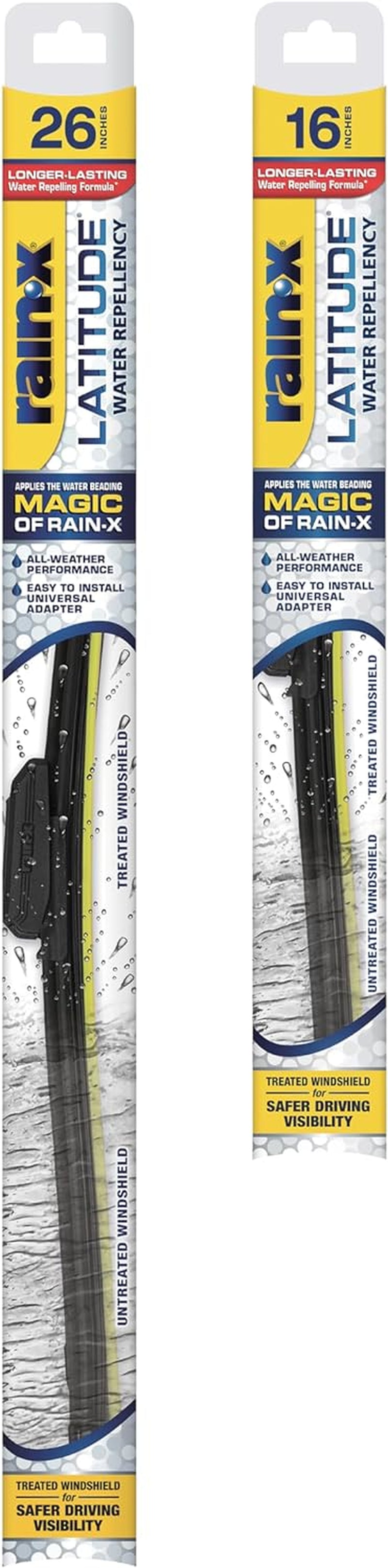 810163 Latitude 2-In-1 Water Repellent Wiper Blades, 26" and 16" Windshield Wipers (Pack of 2), Automotive Replacement Windshield Wiper Blades with Patented Water Repellency Formula